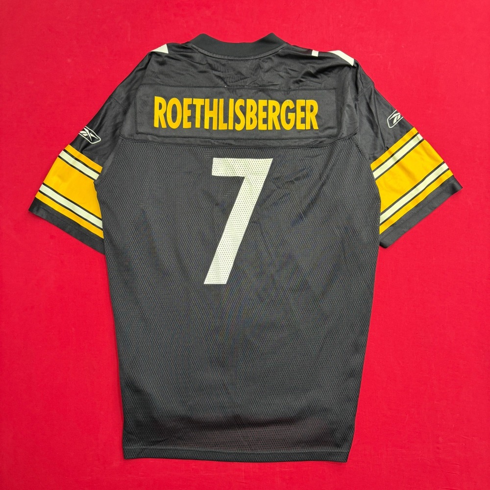 VTG Reebok Ben Roethlisberger #7 Pittsburgh Steelers Jersey Mens Large Black NFL